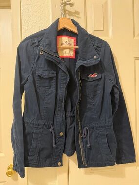 Hollister Navy Drawstring Utility Jacket